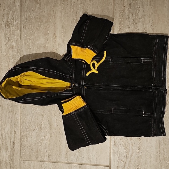 Rocawear Black and Yellow Hooded Denim Toddler Jacket Sz 12 Months - Picture 5 of 7